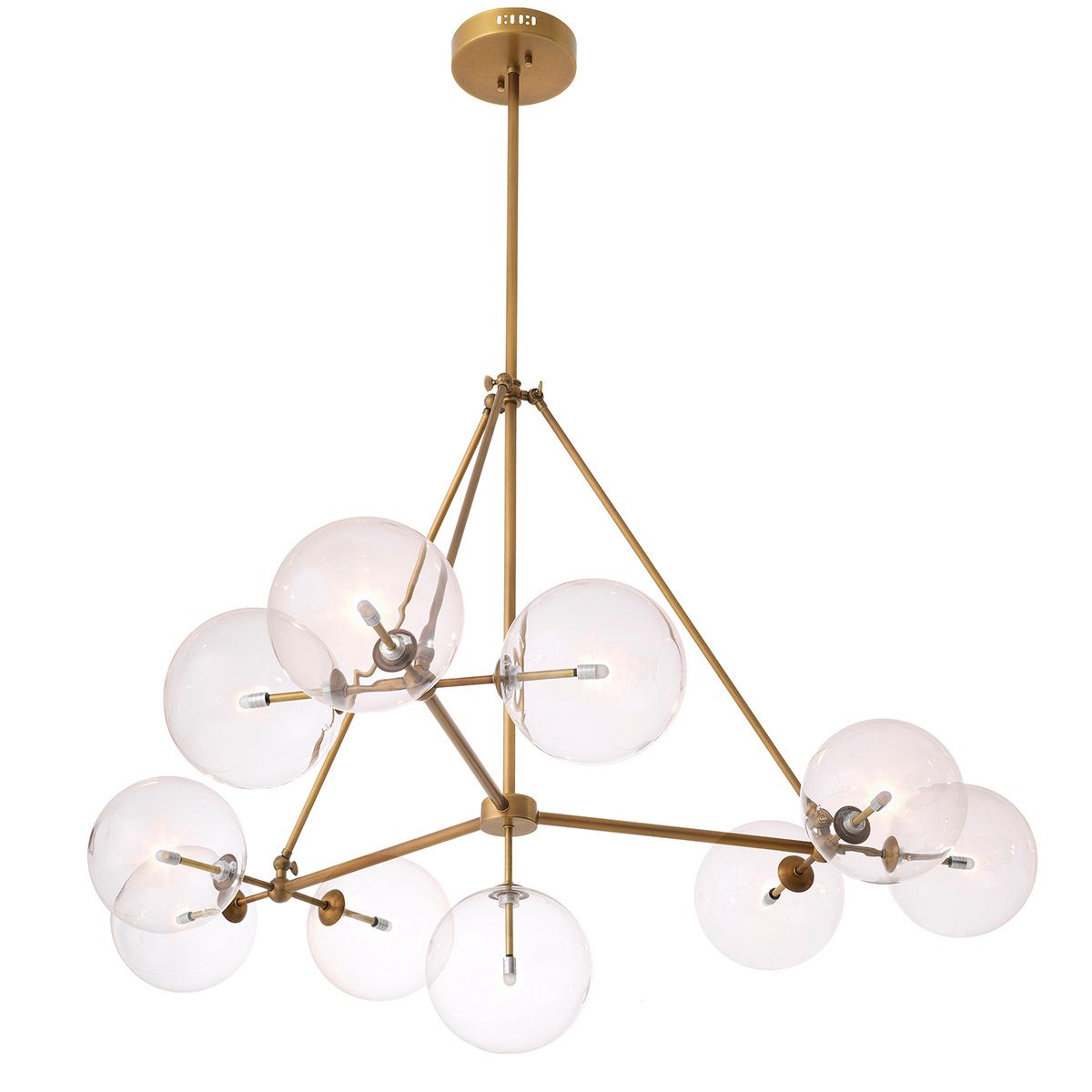 Chandelier Bermude antique brass finish clear glass