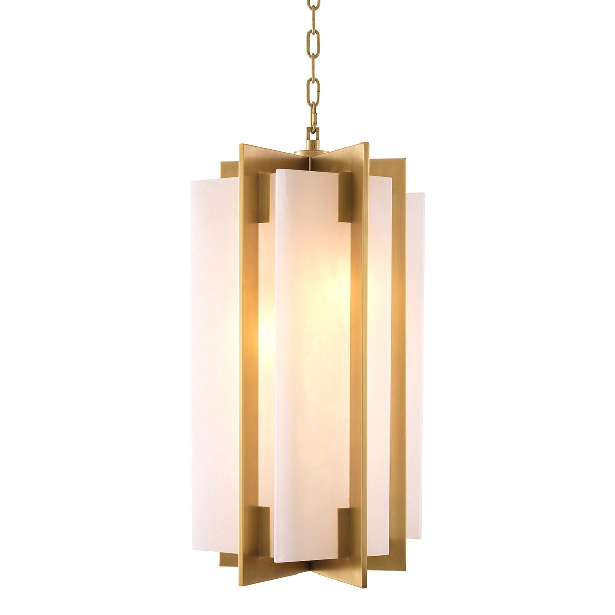 Chandelier Lugano antique brass finish alabaster
