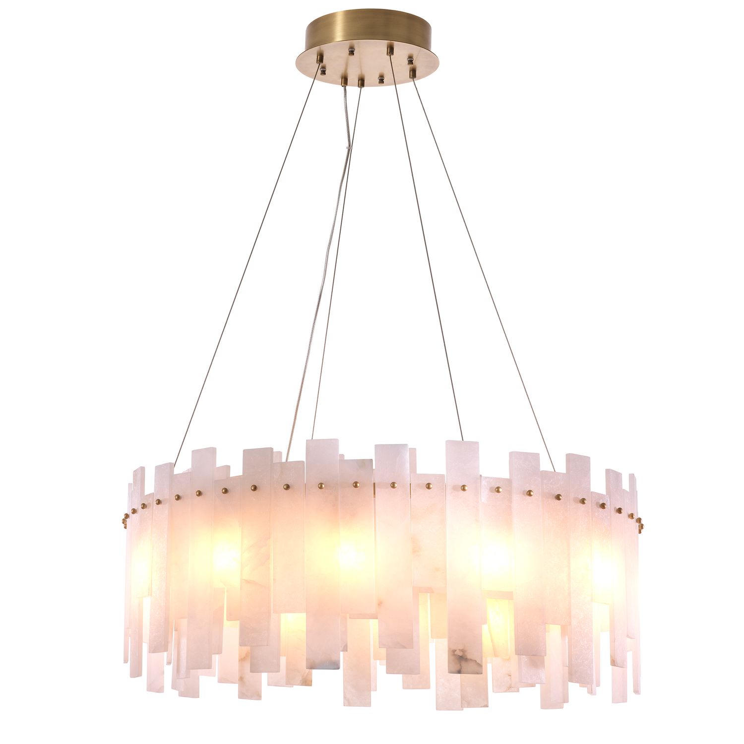 Chandelier Pizzorni antique brass finish alabaster