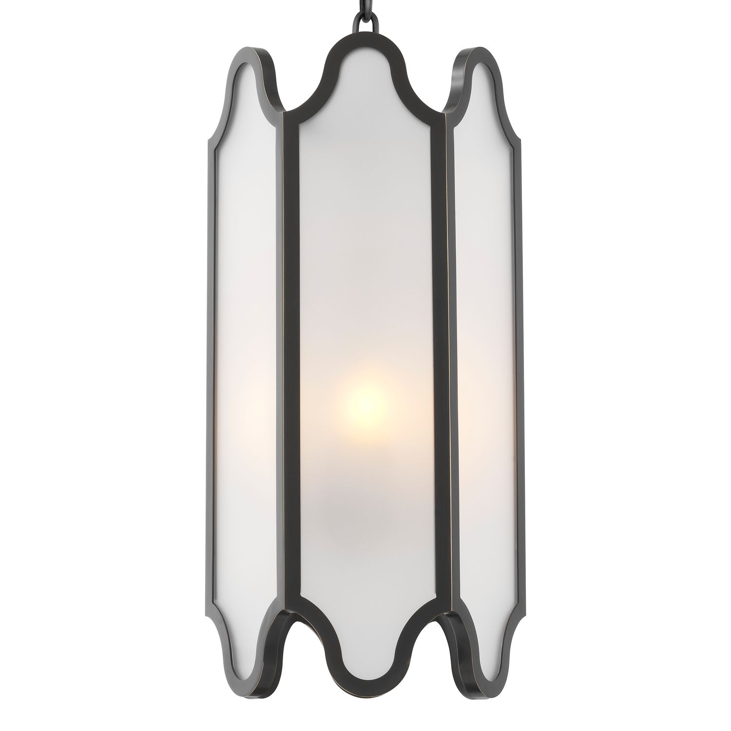 Pendant Rockefeller bronze highlight finish white glass