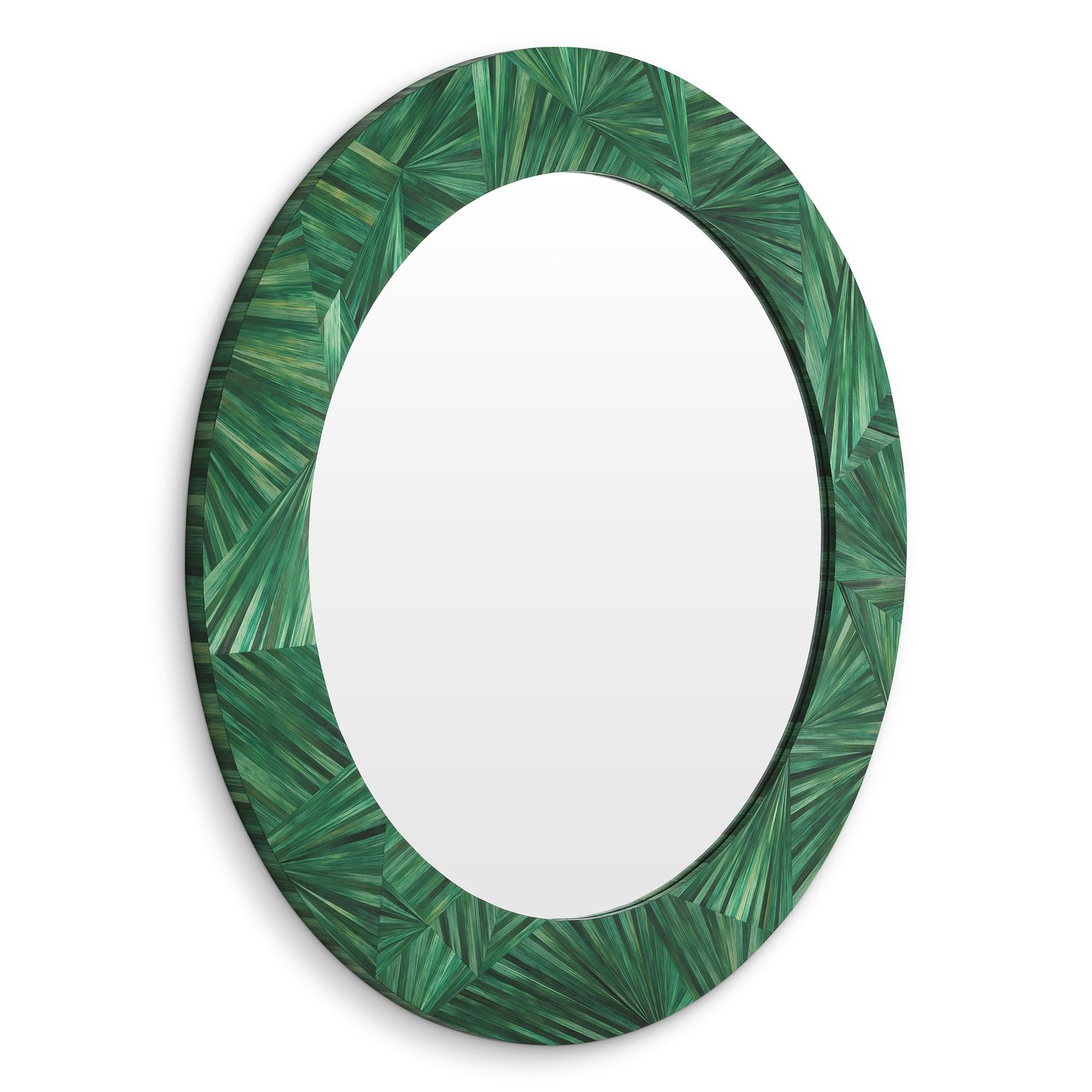 Mirror Cassara straw marquetry green