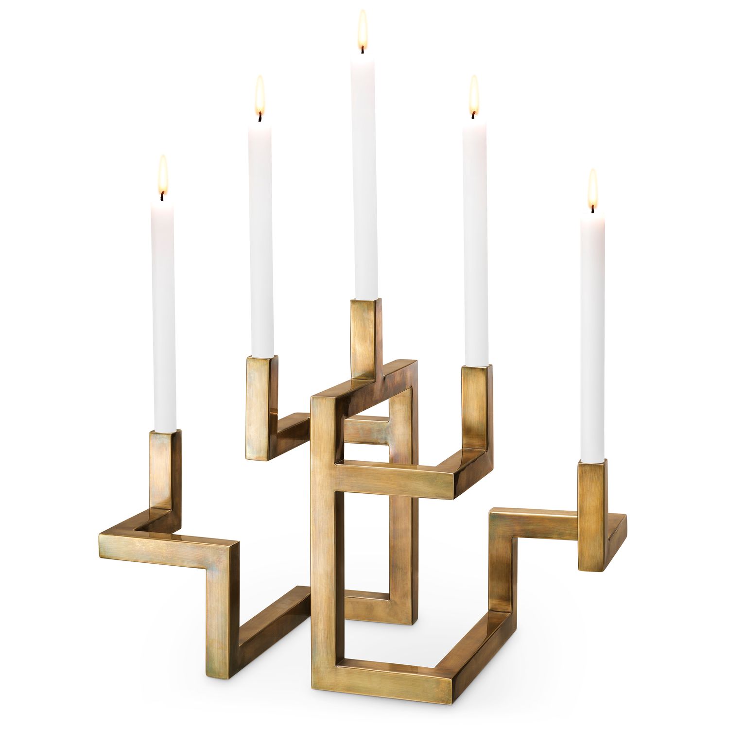 Candle Holder Skyline, Color: vintage brass finish