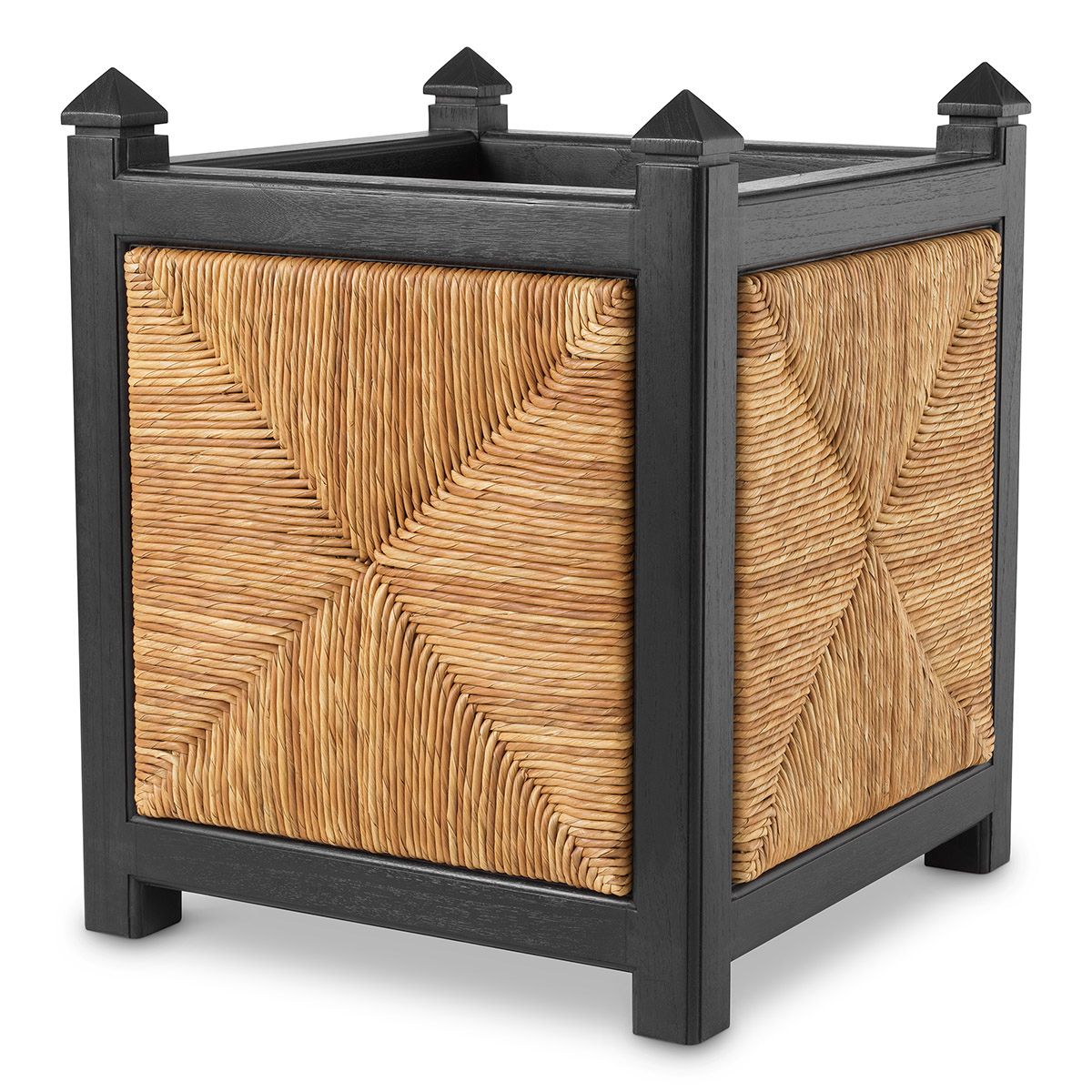 Planter Aruba classic black finish natural sea grass