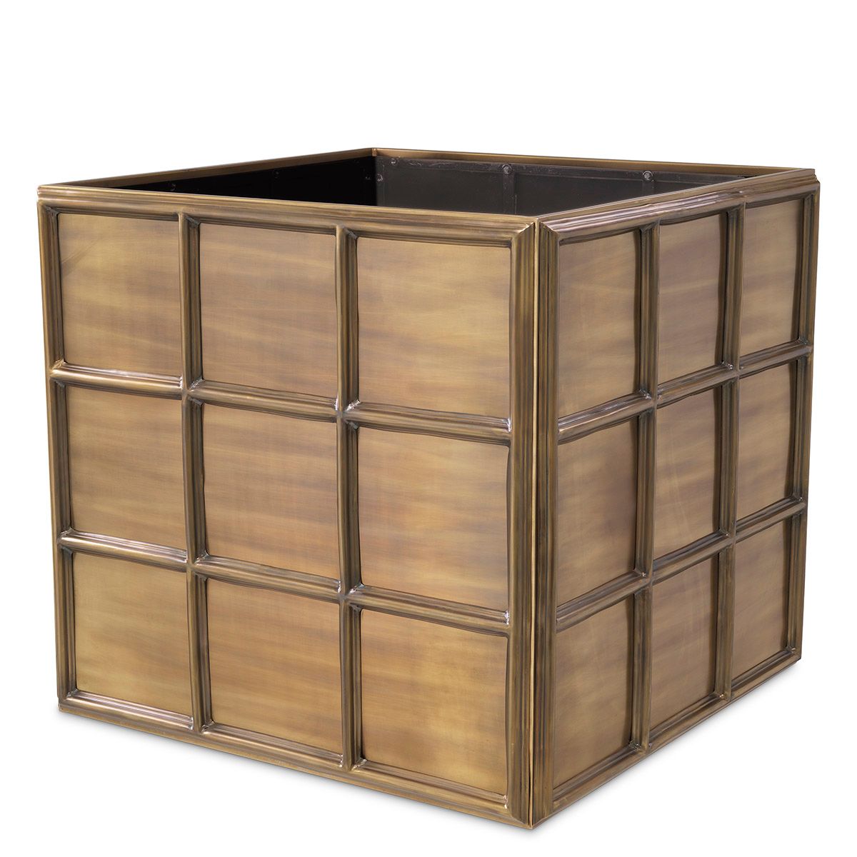 Planter Grid L vintage brass finish
