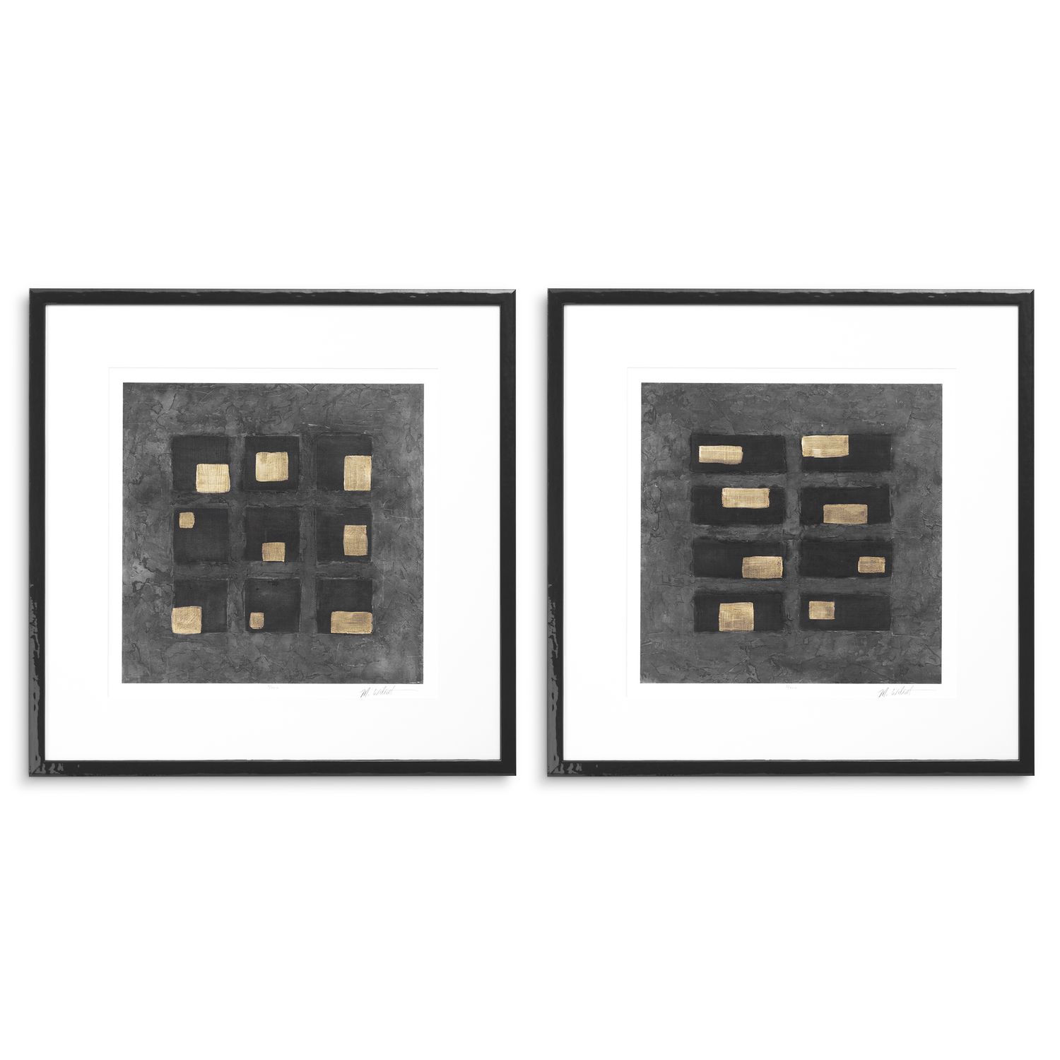 Print Washed Black Squares by Michael Willett set of 2