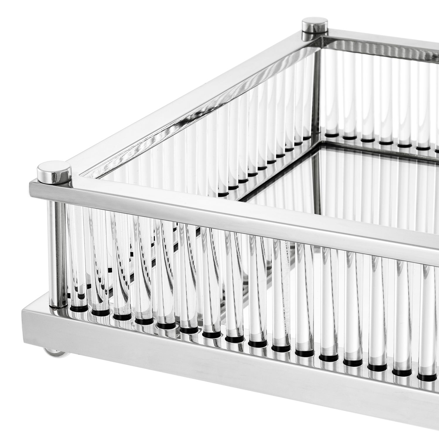 Tray Cora rectangular nickel finish