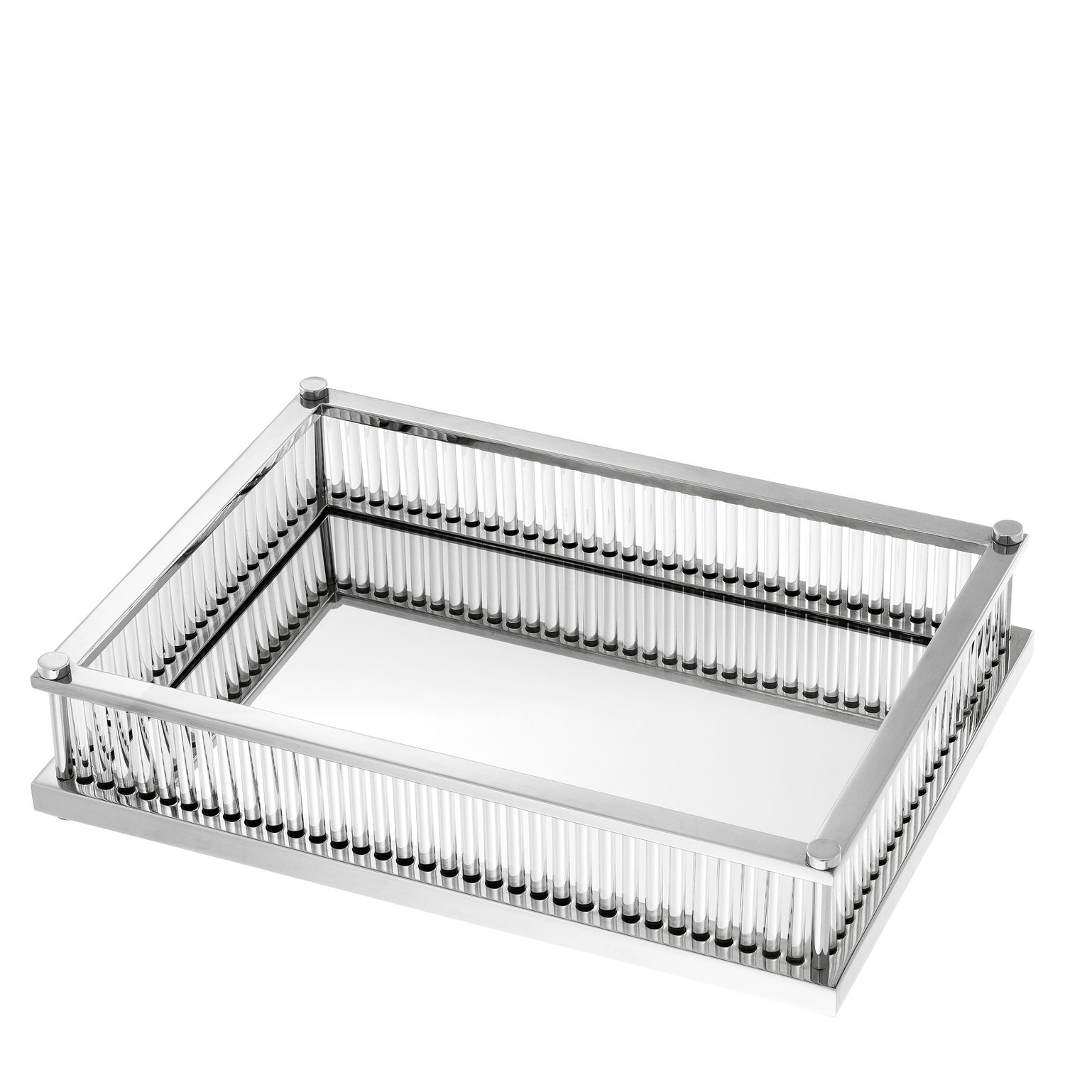 Tray Cora rectangular nickel finish