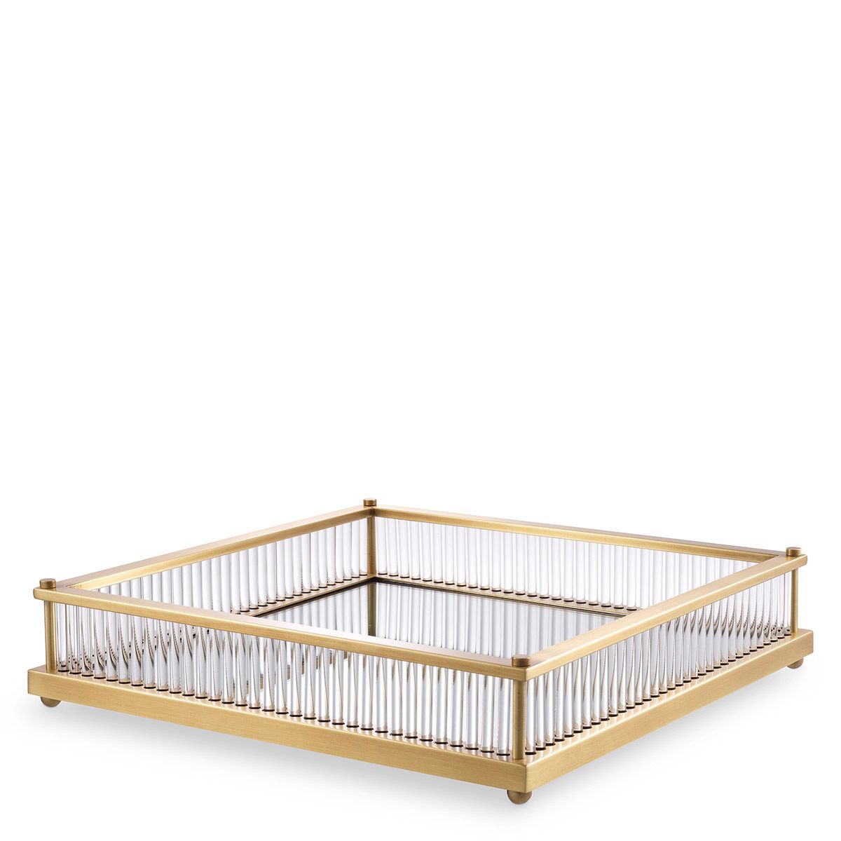 Tray Cora square antique brass finish
