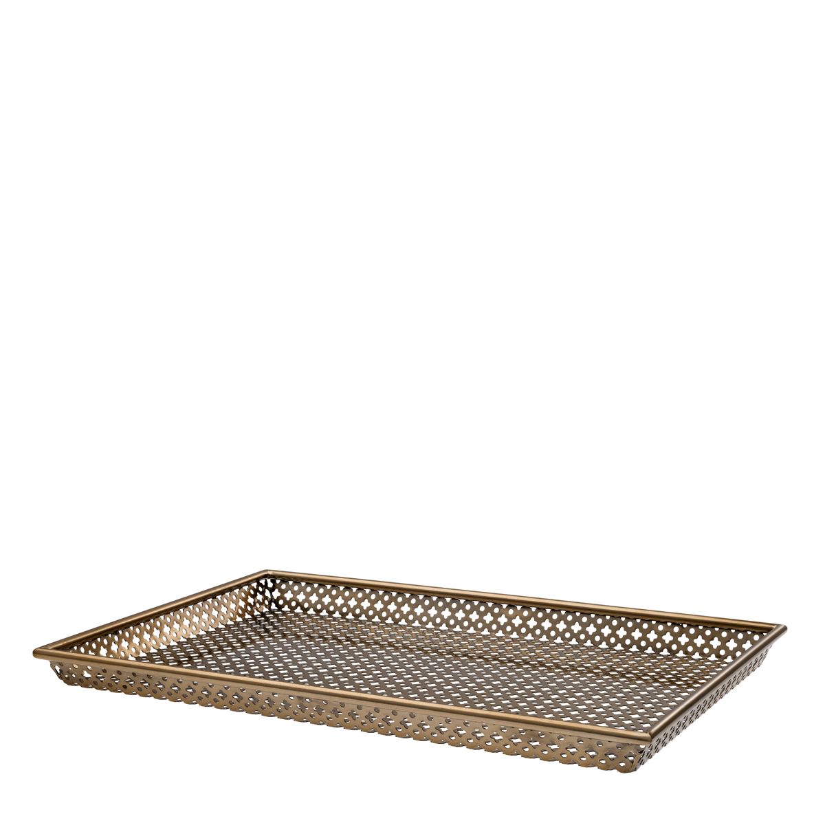 Tray Sirenuse rectangular L antique brass finish