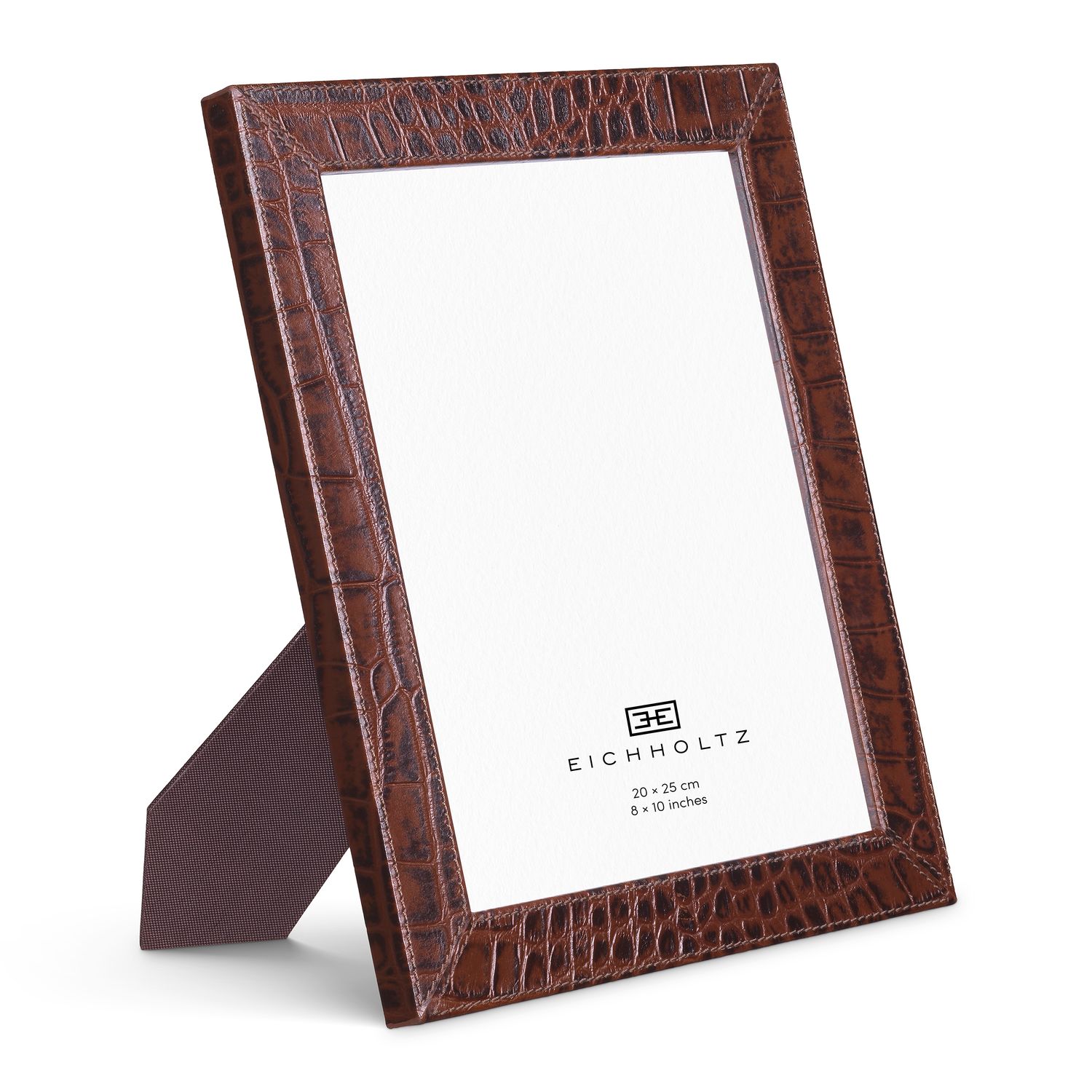Picture Frame Scaleo croco embossed antique brown leather set of 2