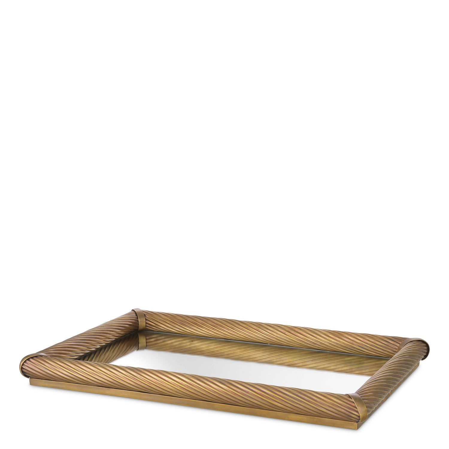 Tray Salvi Rectangular S vintage brass finish