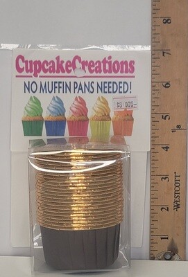 Cupcake Baking Cups Brown With Gold Trim