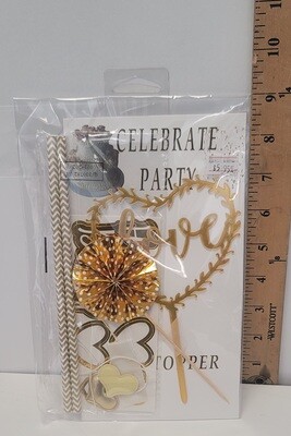 Heart Cake Topper Love Gold-5
