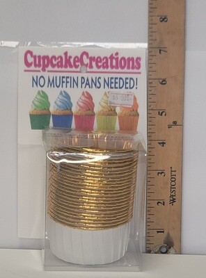 Cupcake Baking Cups White With Gold Trim