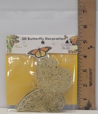 3D Butterfly Cake Decoration Gold Large
