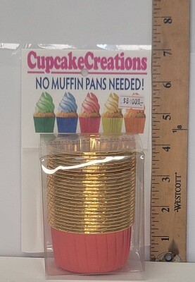 Cupcake Baking Cups Peach With Gold Trim