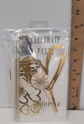 Heart Cake Topper Gold-1