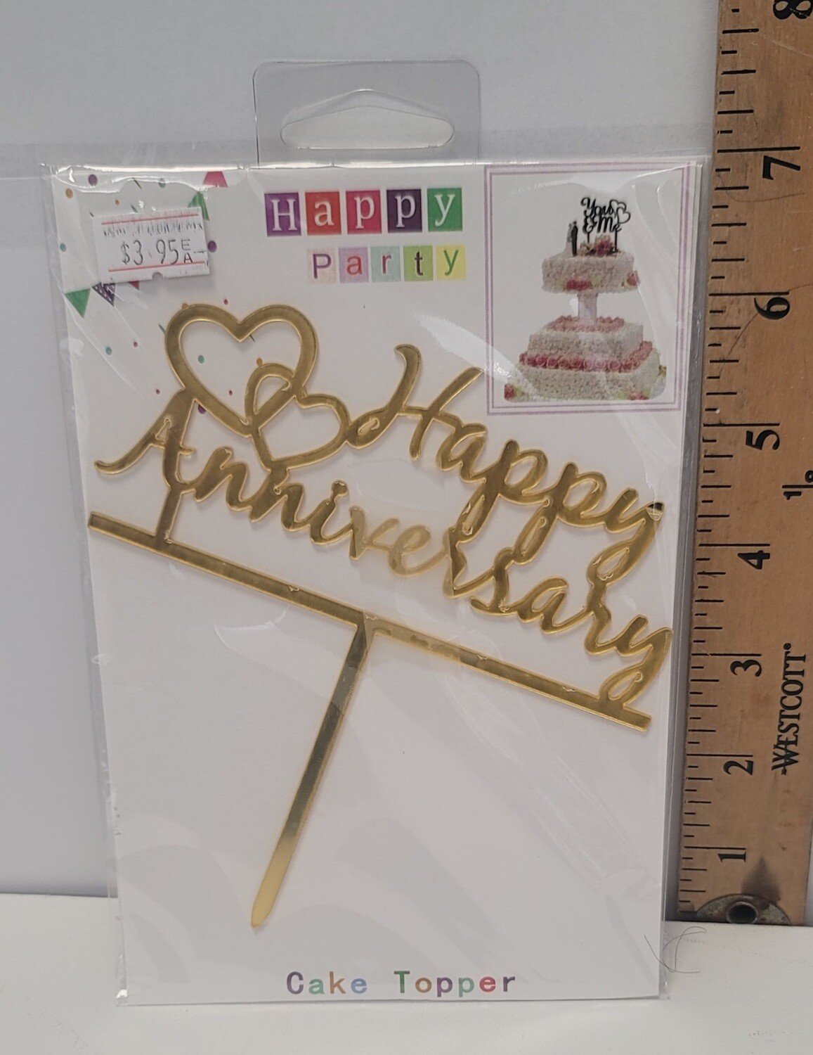 Happy Anniversary Cake Topper Gold