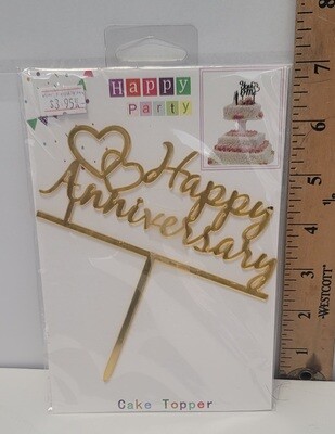 Happy Anniversary Cake Topper Gold