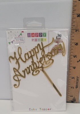 Happy Anniversary Cake Topper Gold