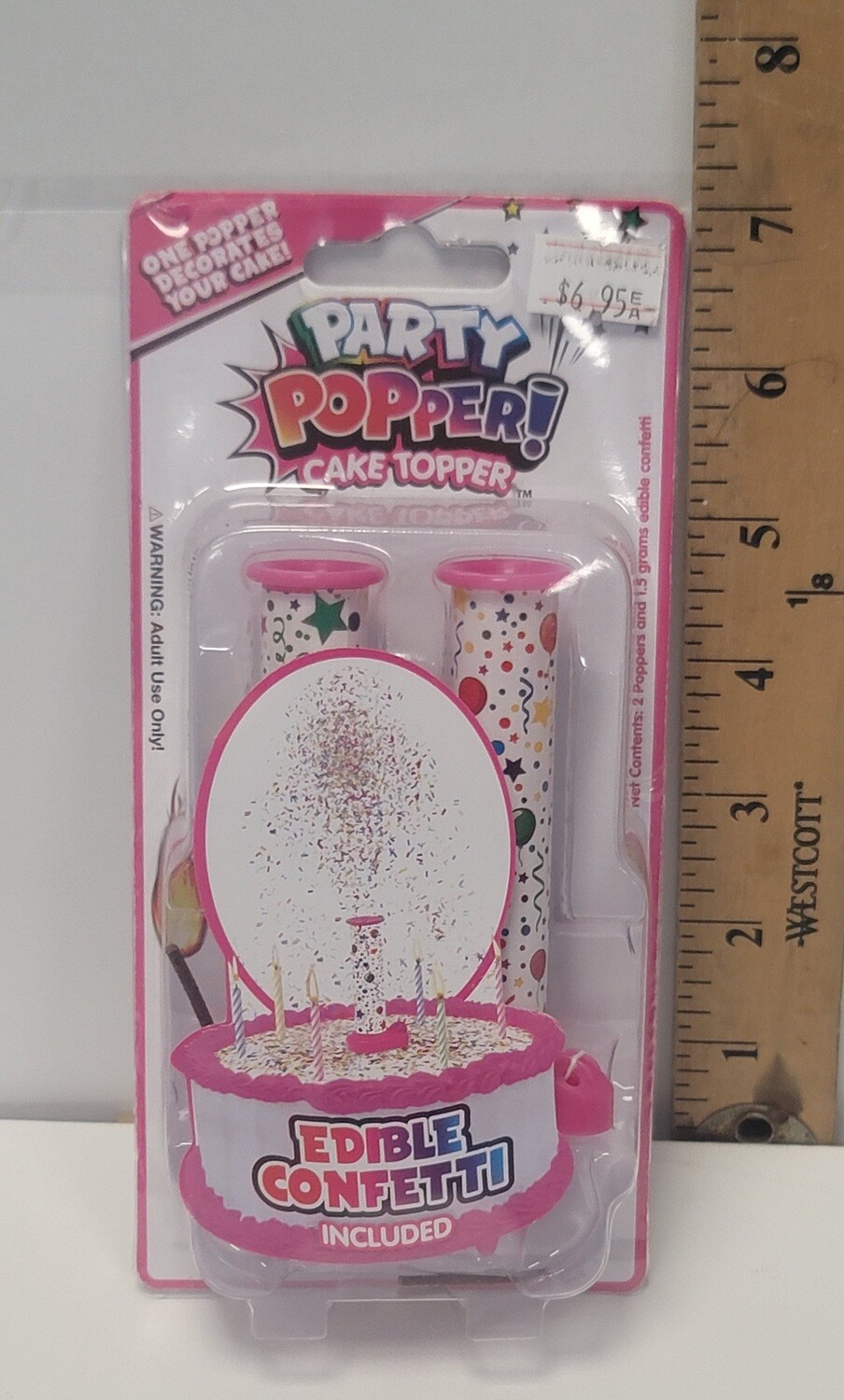 Edible Confetti Cake Topper Pink