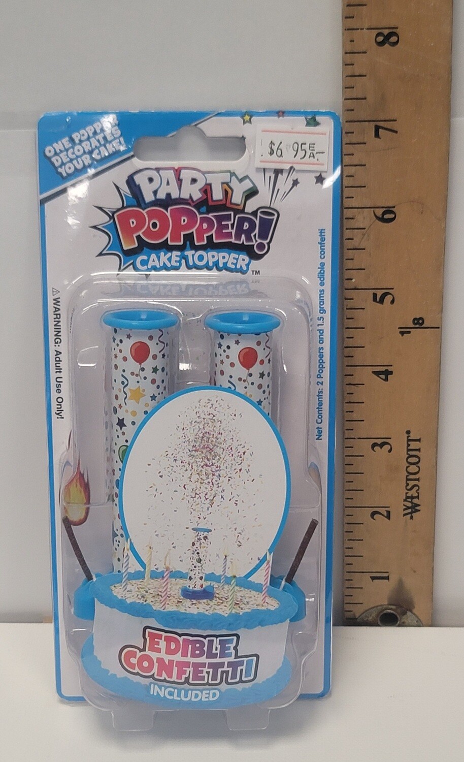 Edible Confetti Cake Topper Blue
