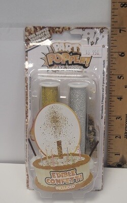 Edible Confetti Cake Topper Silver &amp; Gold