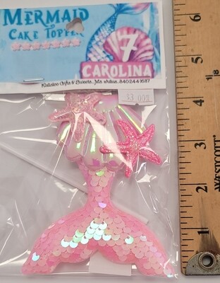 Pink Mermaid Tail Cake Topper