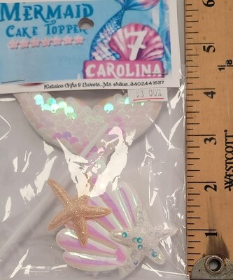 White Mermaid Tail Cake Topper