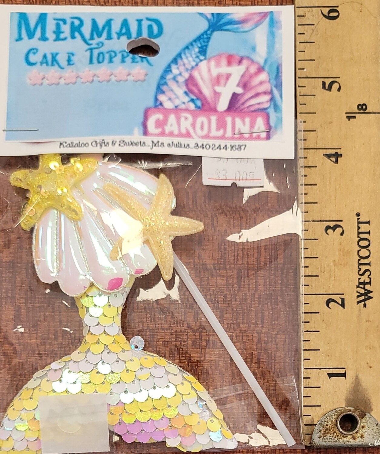 Yellow Mermaid Tail Cake Topper