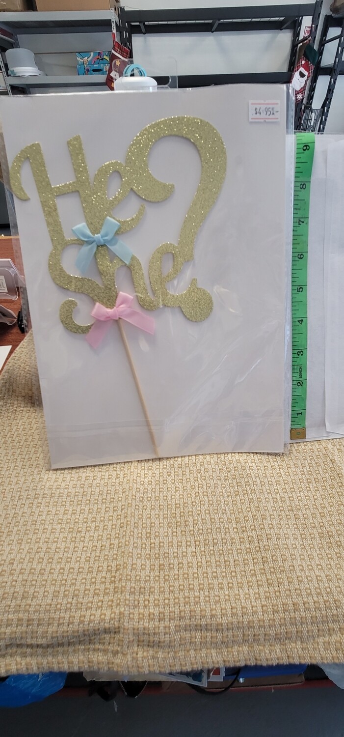 He or She Baby Shower cake toppers