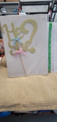 He or She Baby Shower cake toppers