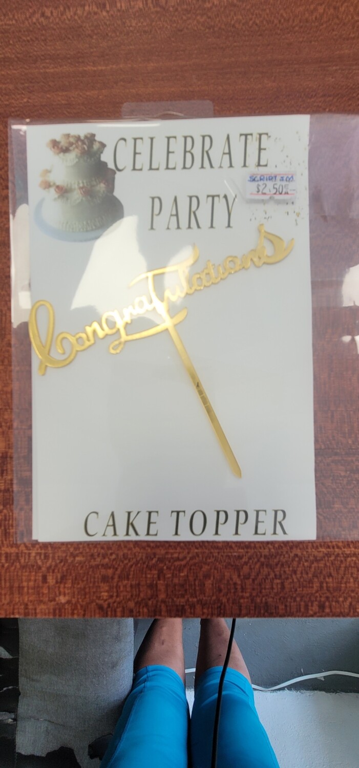 Congratulations Cake Toppers-gold script small