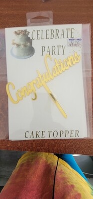 Congratulations Cake Topper- gold script medium