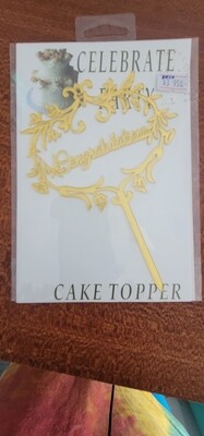 Congratulations Cake Topper- gold deco