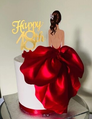 Lady Silhouette Cake Topper-Red
