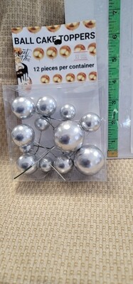 Ball Cake Toppers-Silver