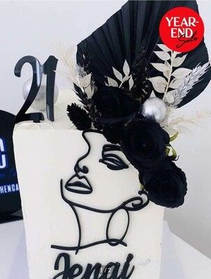 Profile Faces Cake Toppers- Frontal in black