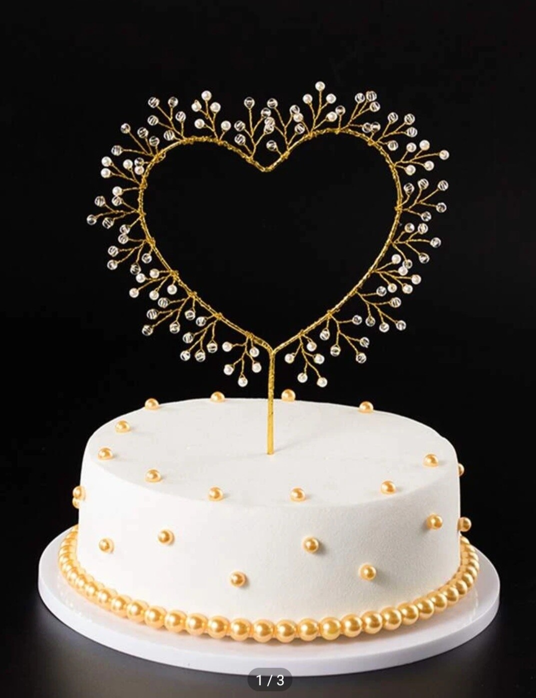 Heart with Pearl&#39;s Cake Topper