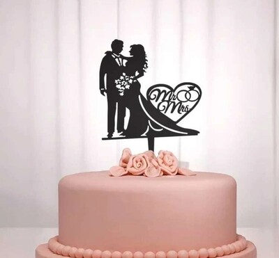 Bride &amp; Groom Wedding Topper-black