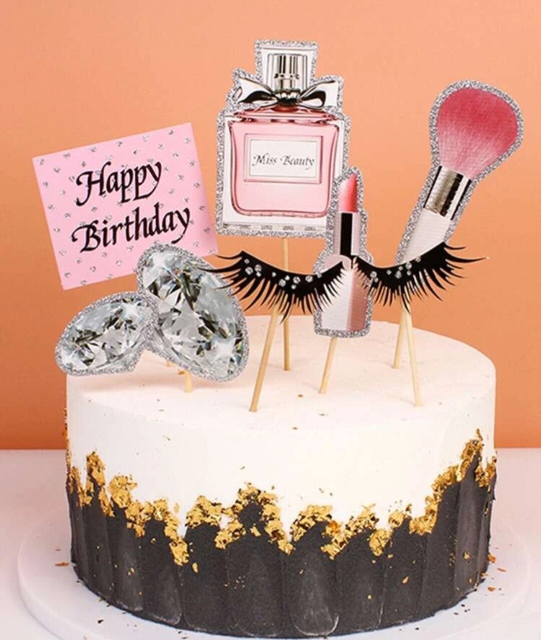 Make Up Cake Topper package- with Silver