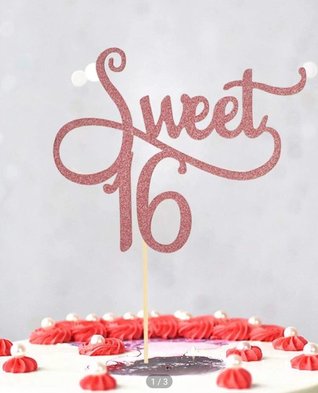 Sweet 16 Rose Gold Cake Topper