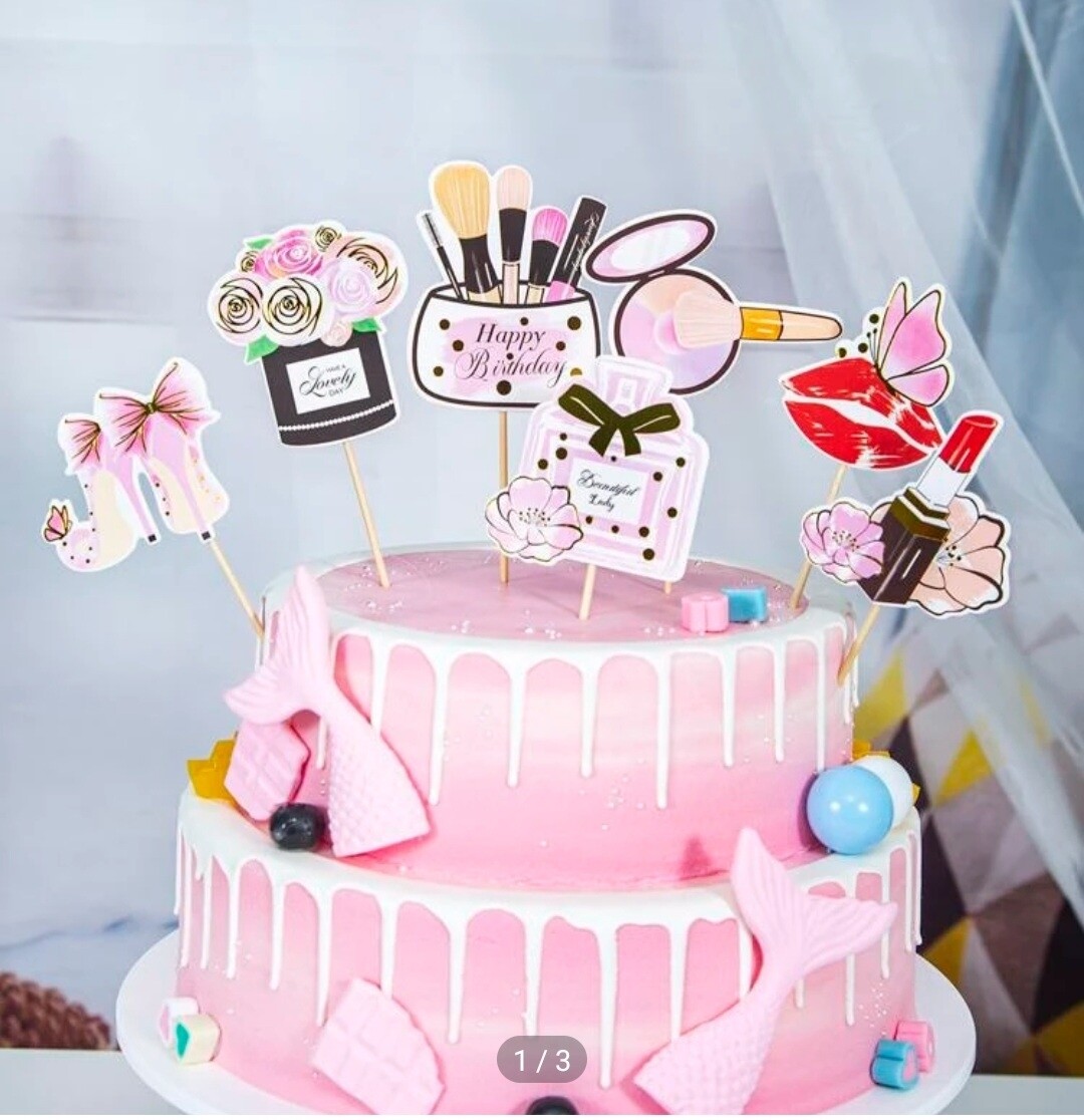Make Up Cake Topper package- no glitter