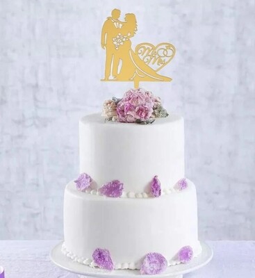 Bride &amp; Groom Wedding Topper- Gold