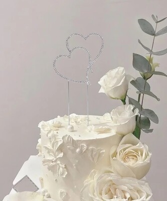 Rhinestone Heart metallic Cake topper