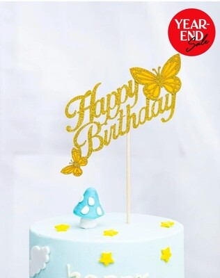 Happy Birthday Cake Topper w/ butterfly