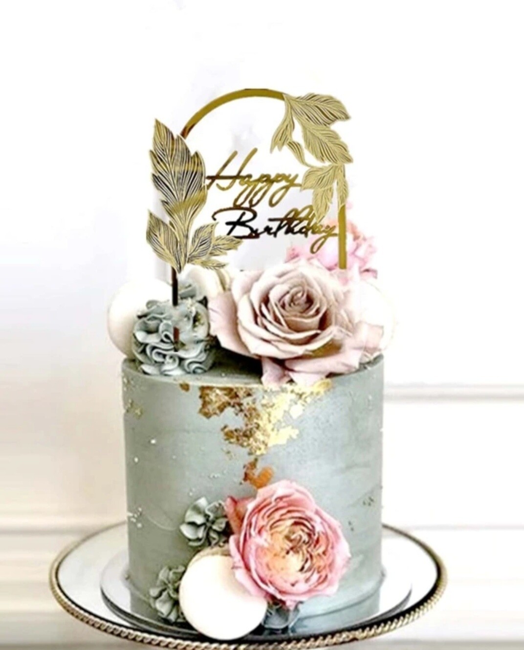 Happy Birthday Cake  Topper w/ Palm tree