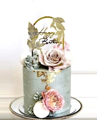 Happy Birthday Cake  Topper w/ Palm tree