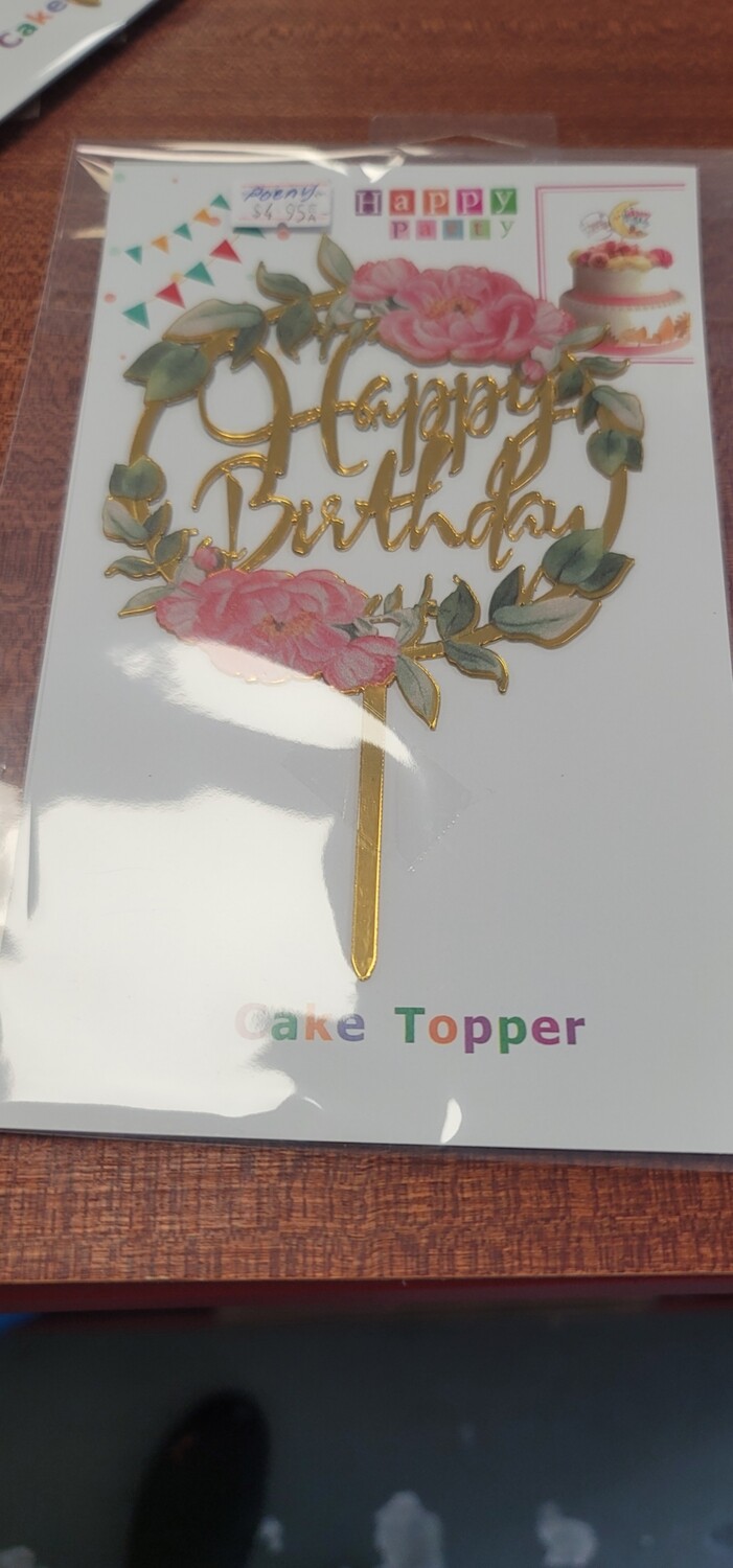 Poeny Floral Happy Birthday Topper