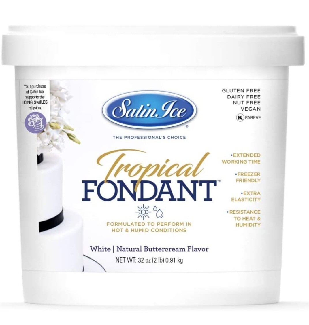 Satin Ice Tropical Fondant 2lb container- white